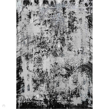 Serenity 208 SRN08 Modern Abstract Distressed Metallic Shimmer Soft Textured Hi-Lo Polyblend Short Pile Steel Grey/Charcoal Black/Graphite Grey/Soft Silver/Ivory Grey Rug-Desire Rugs-Rug Love - The Most Loved Rug Store